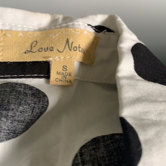 Love Notes Polka‎ Dot Tie Front Button Up Blouse size Small lightweight bohemian - Picture 5 of 9